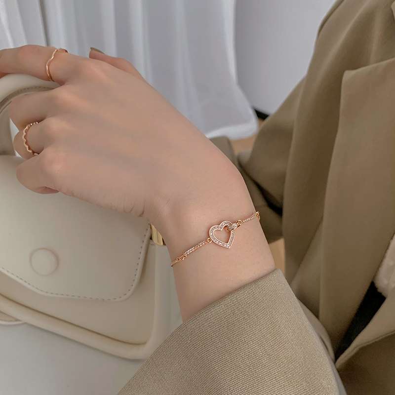 Light luxury, niche and exquisite zircon love best friend bracelet for female Xia Sheng, an Instagram niche design accessory Specification image
