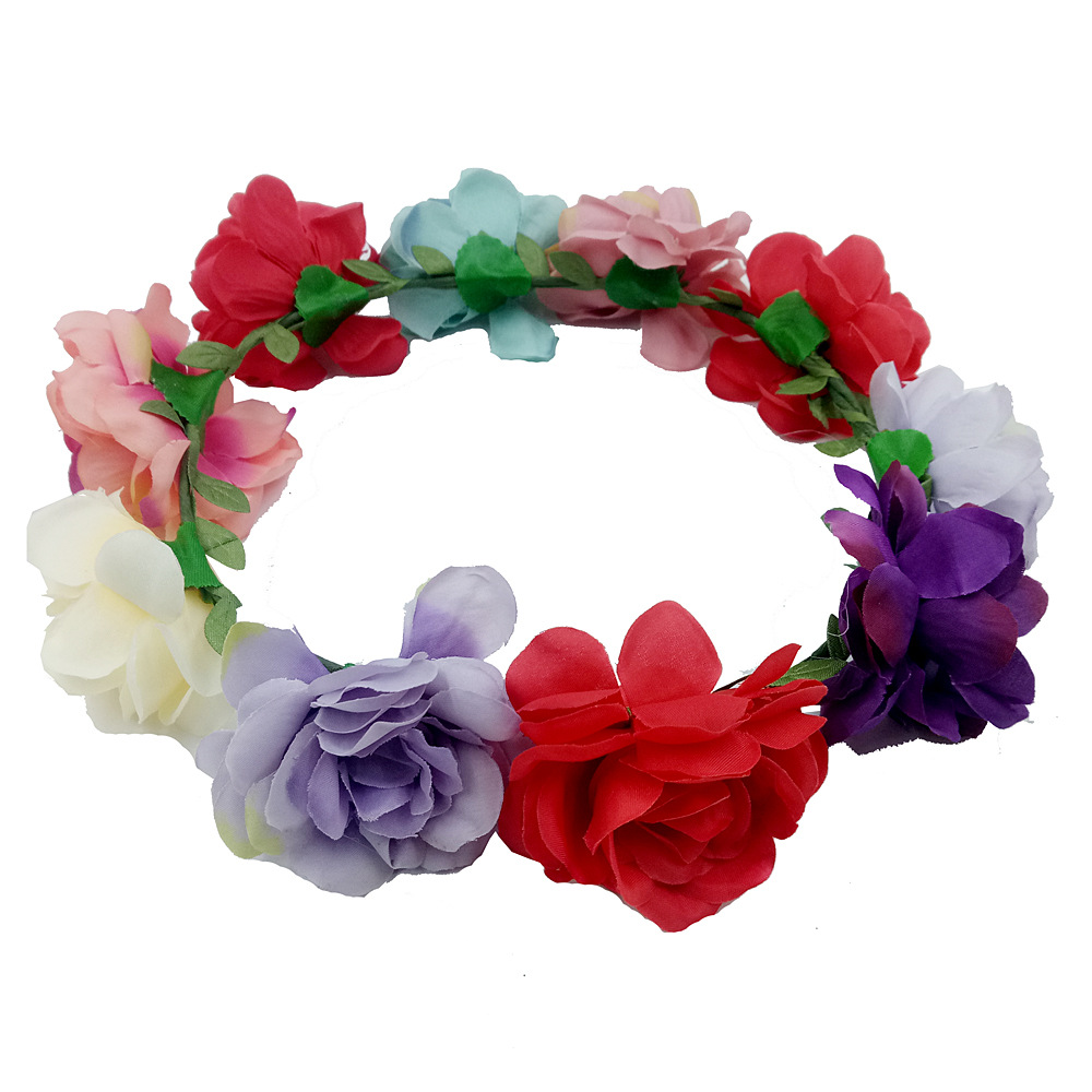 FLY101 H04 European and American new best-selling headwear Bohemian beach simulation flower headband, bride's wreath headband wholesale Specification image