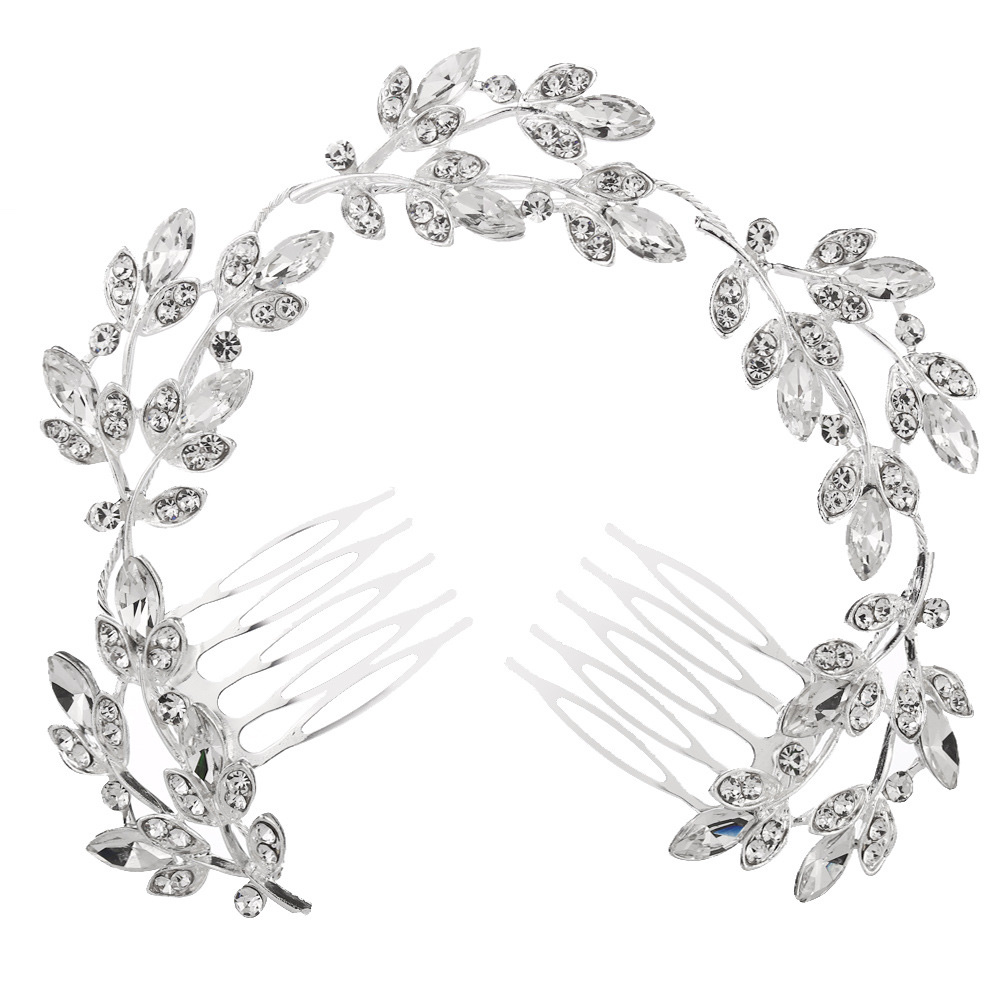 New Foreign Trade Original Single Headwear Popular European And American Brides Full Of Drill Shiny Drops Flower Hair Comb Wedding Accessories 07 full figure