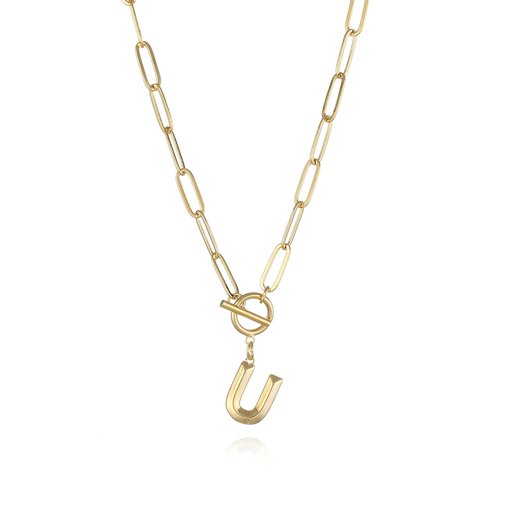 New OT buckle fold wear men's and women's copper English letters gold plated necklace sweater chain jewelry wholesale 7