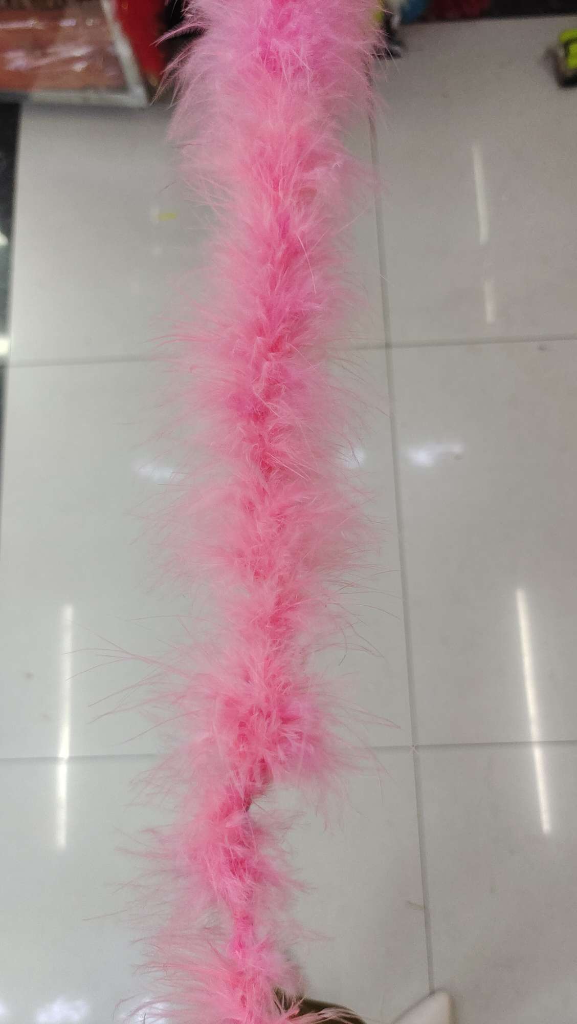 火鸡首毛毛条两米一条西瓜粉细节图