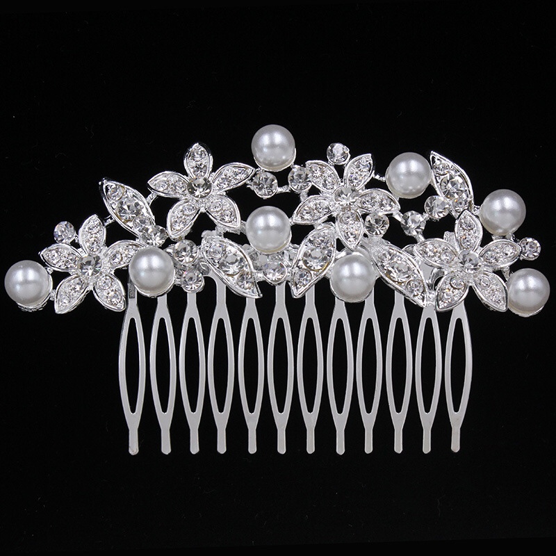 New Foreign Trade Original Single Headwear Popular European And American Brides Full Of Drill Shiny Drops Flower Hair Comb Wedding Accessories