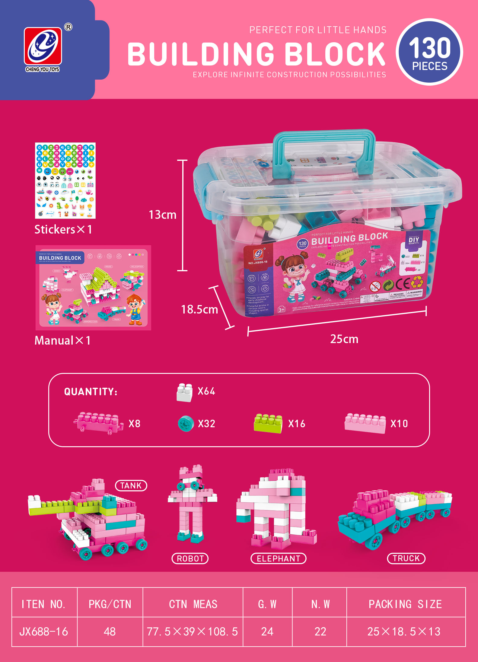 130 pieces of building blocks details Picture