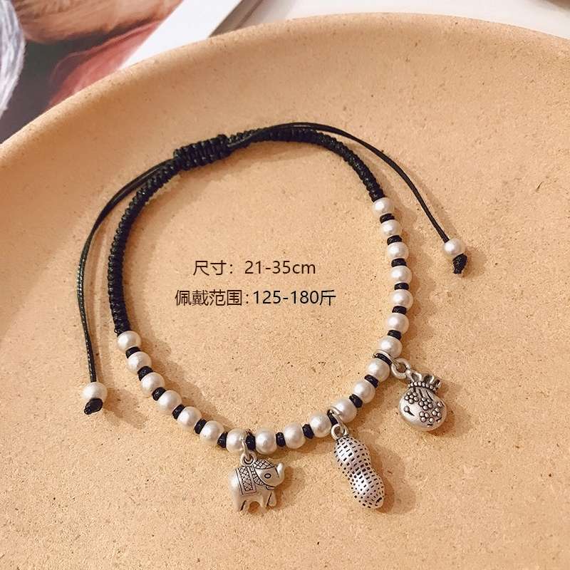 Jingpuli brand JL002 imported Korean wax thread pure hand-woven wish fulfillment anklets pic 12