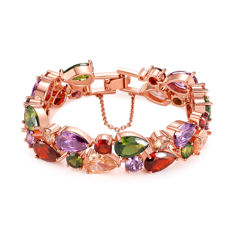 European and American Mona Lisa rose gold ladies colorful zircon bracelet Yiwu small commodities