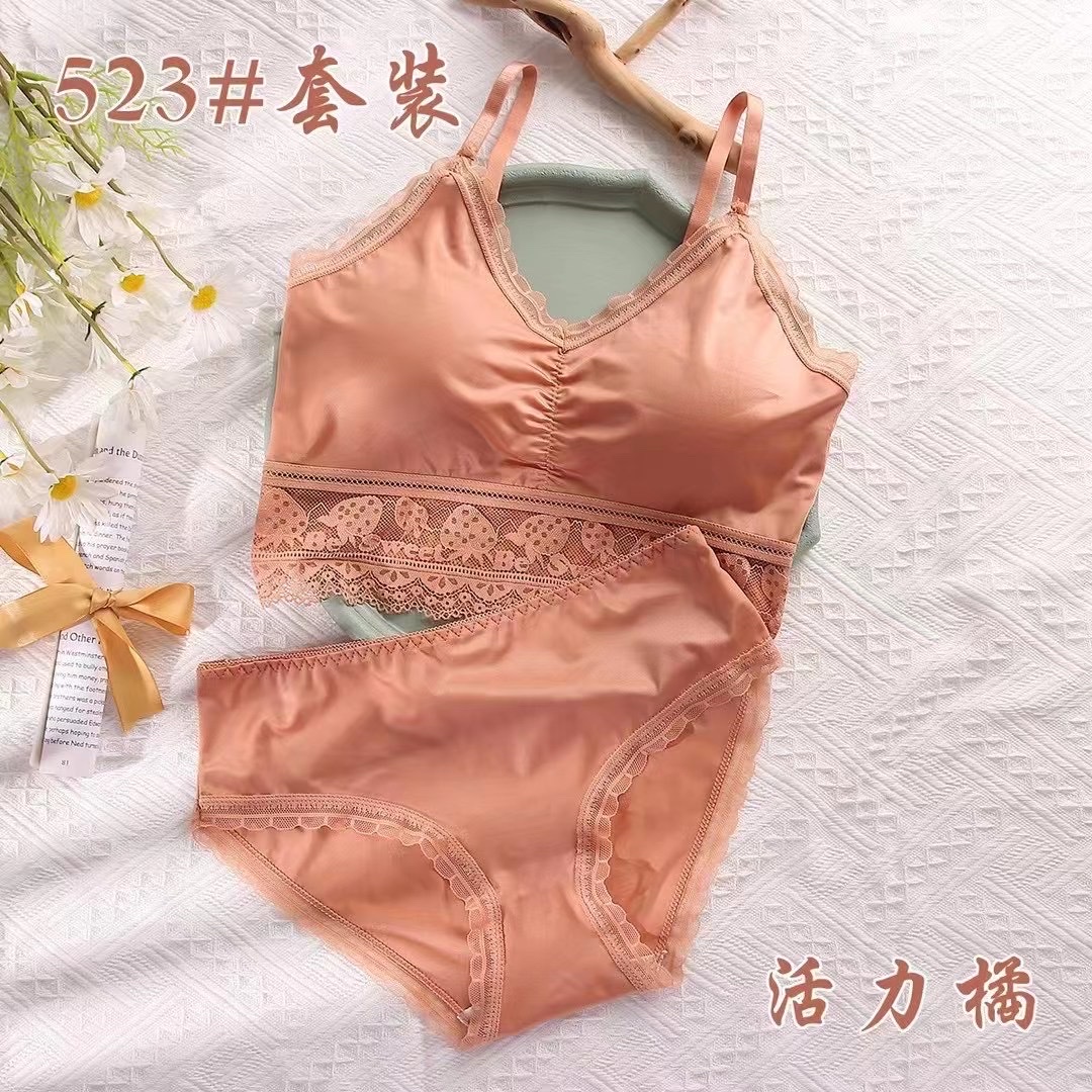冰丝乳胶背心时尚休闲吊带蕾丝女士套装内衣523详情图8