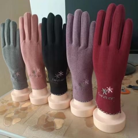 Gloves for women Autumn and winter exquisite short warm touch screen finger riding suede fashion match old and young