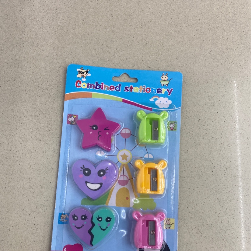 Wangsheng Stationery Office Culture Learning 3016 Set Eraser Pencil Sharpener