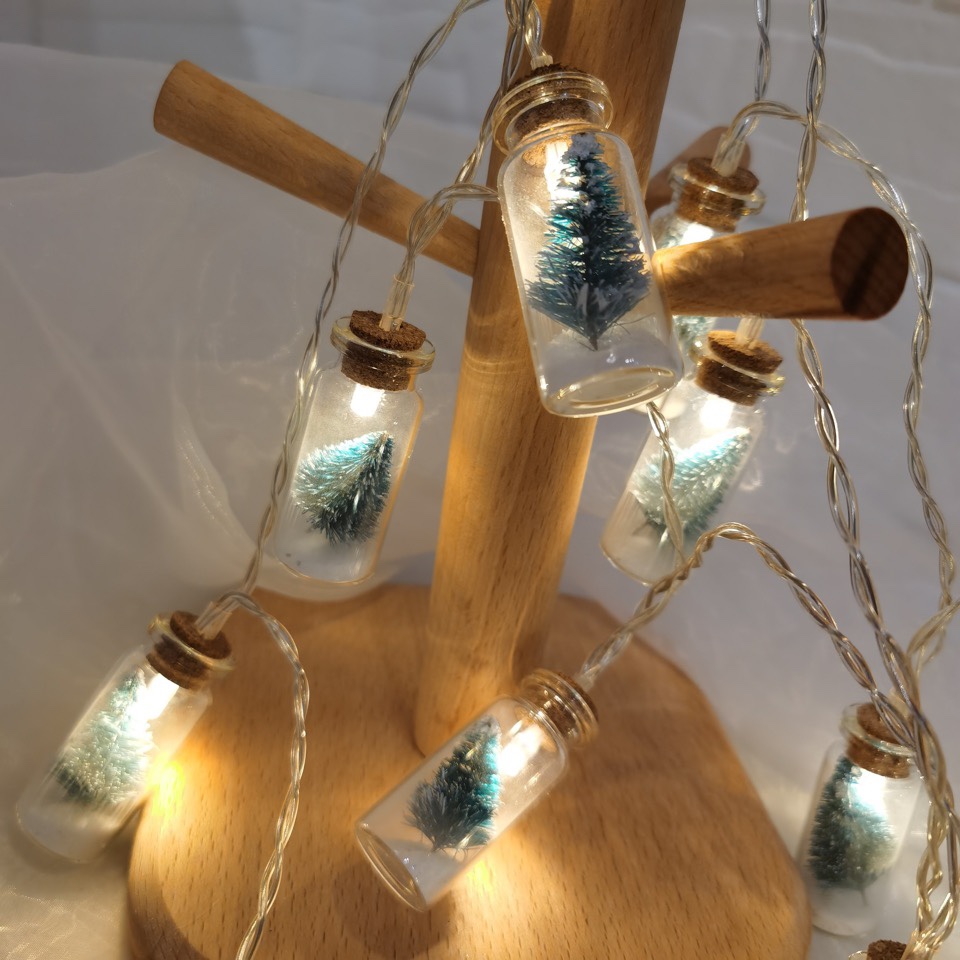 Amazon cross-border led Christmas glass Votive bottle light string pointed snowflake Christmas tree holiday decoration lights 3 meters 20 lights votive bottle