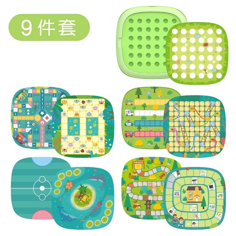 Cross-border goryeobaby Radish Planting Children's Intelligence Beast Fighting Snake Multi-functional Game Board Flying Chess Toy 9-in-1