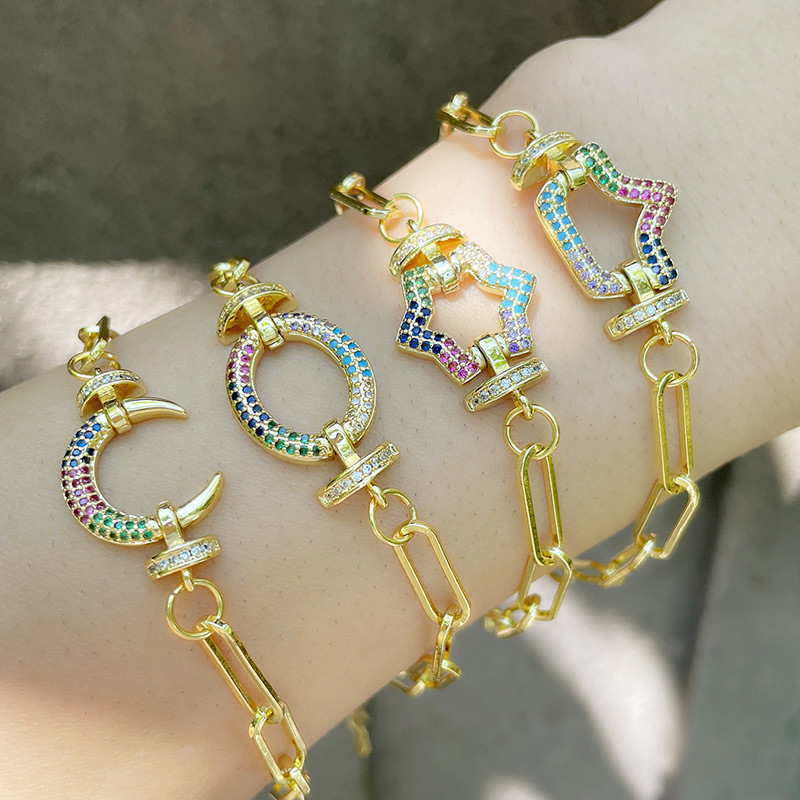 A new, simple, individual and retro bracelet from Europe and America, a hip-hop geometric moon patchwork accessory by a trendy female Instagram influencer