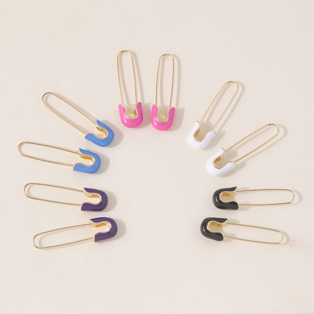 Paper clips drop oil earrings, colorful colors.