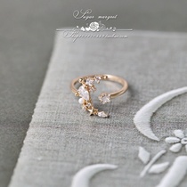 Moon with sixpence Japanese light Luxe abnormity zirconium diamond Starmoon Open ring female 2019 tide