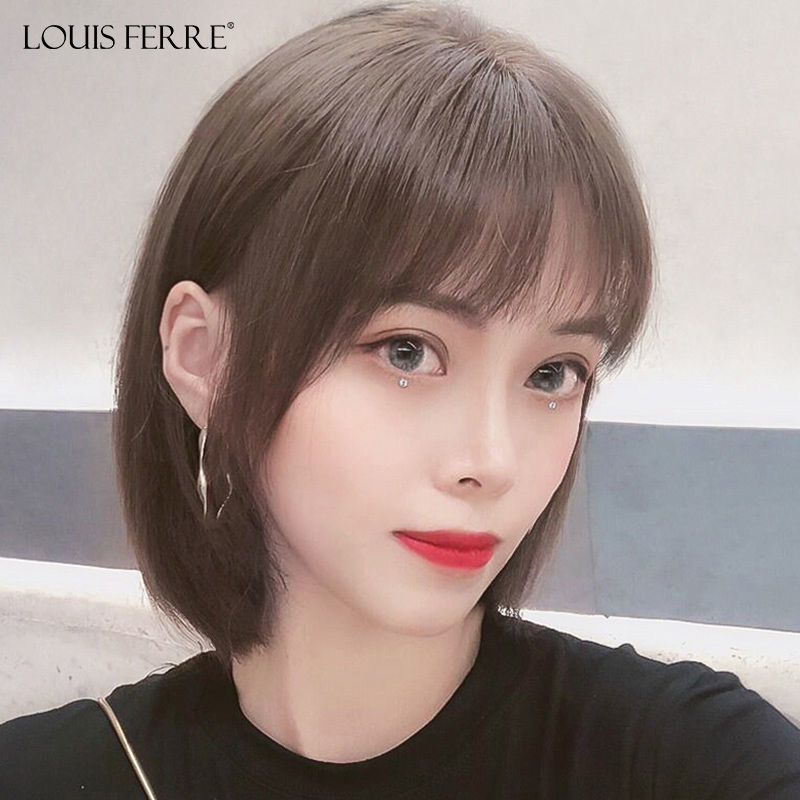A wig for a woman with short hair, a real person with short and straight hair, a middle-aged or elderly mother with real hair, a natural lady's charm, a full head set, b80 Item Picture