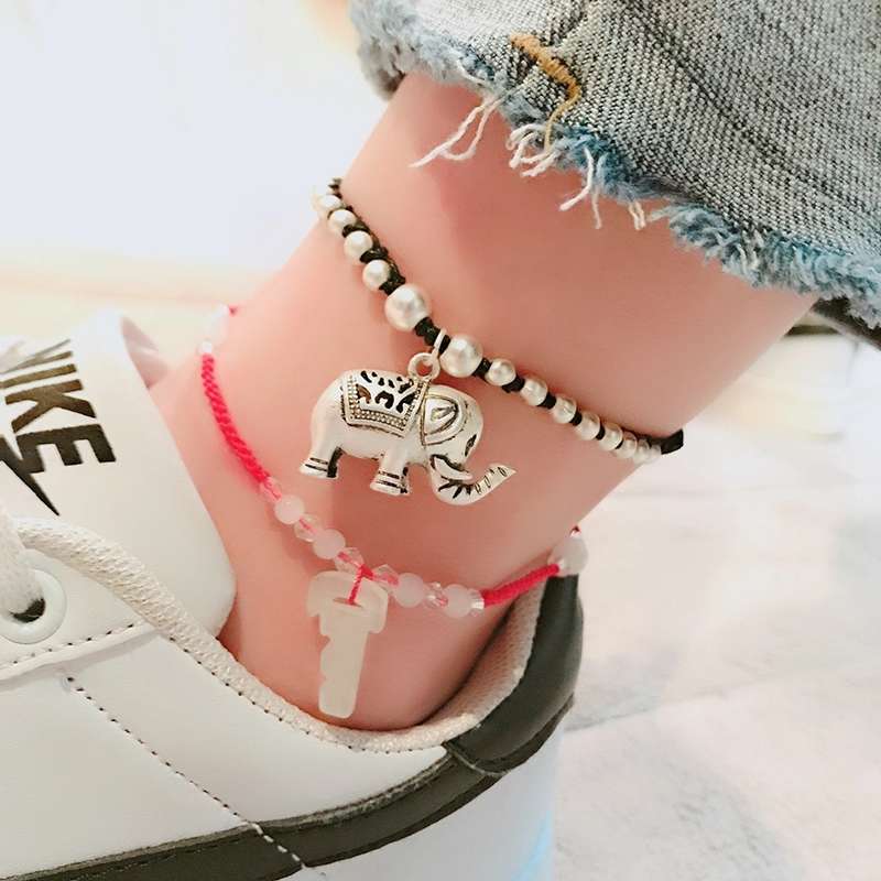 Jingpoli brand imported Korean wax thread pure hand-woven auspicious and lucky anklets Specification image