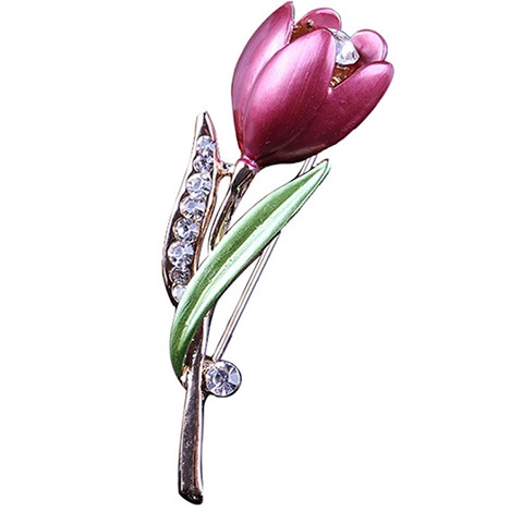 Purple tulip brooch