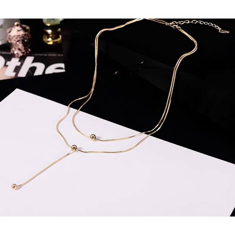 Simple necklace, Korean style, versatile and elegant, long sweater chain, 16 Jaya steel decoration details Picture