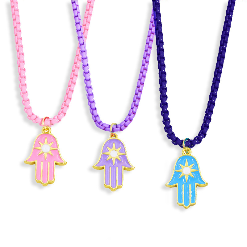 Cross-border ornaments ins Color dripping oil palm Sun pendant necklace collarbone chain choker Choker chain