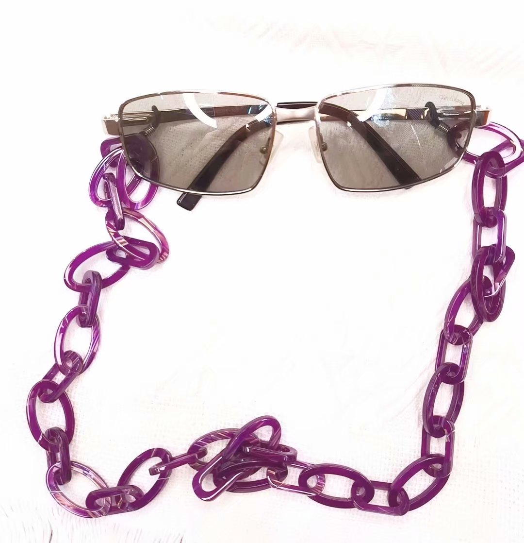 眼镜链女挂脖复古仿大理石纹紫色板材链子时尚装饰挂件防滑绳眼睛墨镜带链条详情图3
