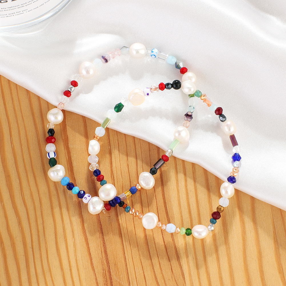 Rice beads crystal fresh water pearl mixed wear elastic bracelet jewelry wholesale