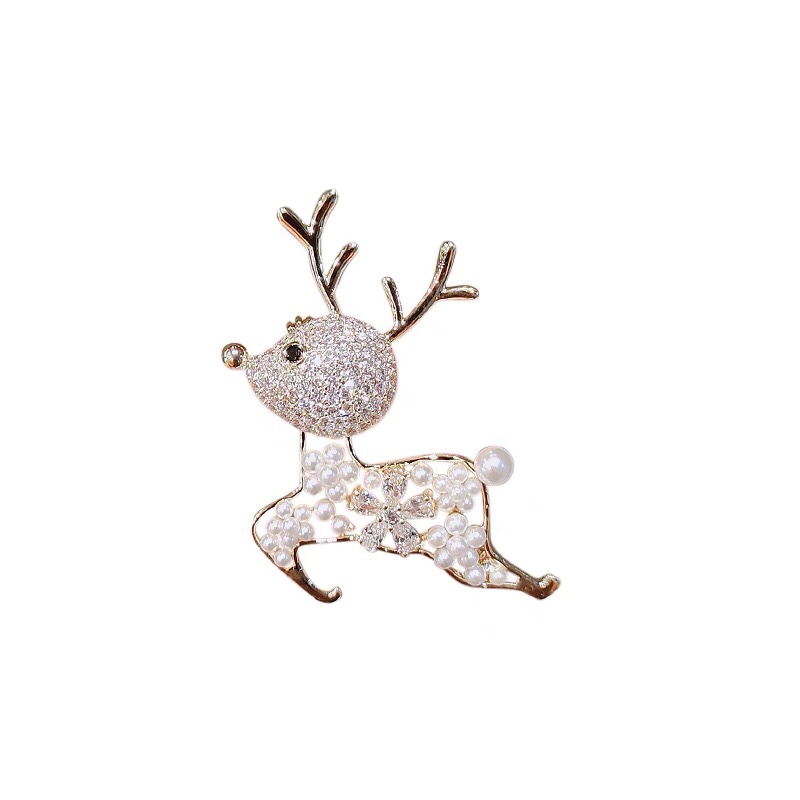 Zircon set small animal brooch