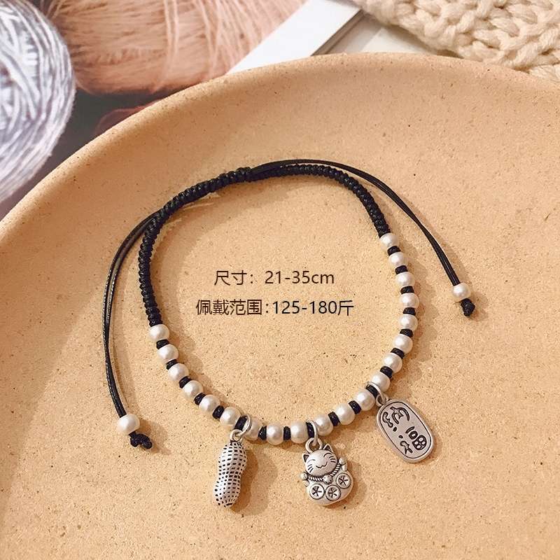 Jingpuli brand JL002 imported Korean wax thread pure hand-woven wish fulfillment anklets pic 7