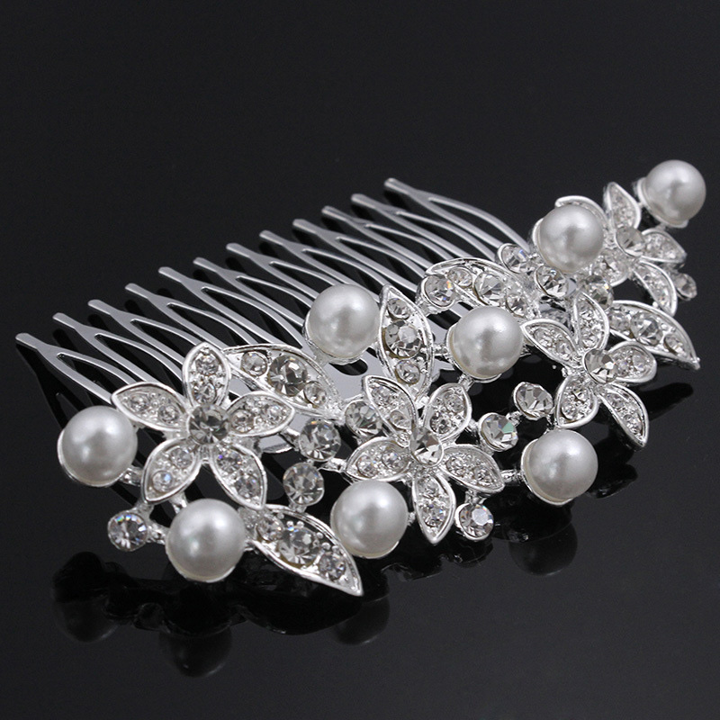 New Foreign Trade Original Single Headwear Popular European And American Brides Full Of Drill Shiny Drops Flower Hair Comb Wedding Accessories full figure