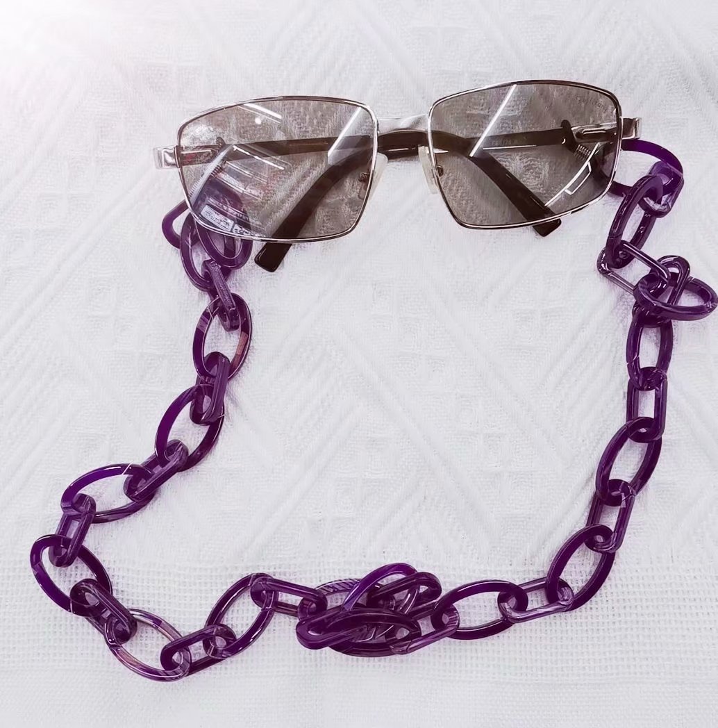 眼镜链女挂脖复古仿大理石纹紫色板材链子时尚装饰挂件防滑绳眼睛墨镜带链条详情图5