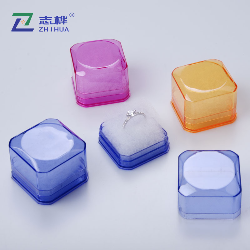 Candy colored plastic box heaven and earth cover jewelry jewelry box Clear earrings ring box necklace box wholesale
