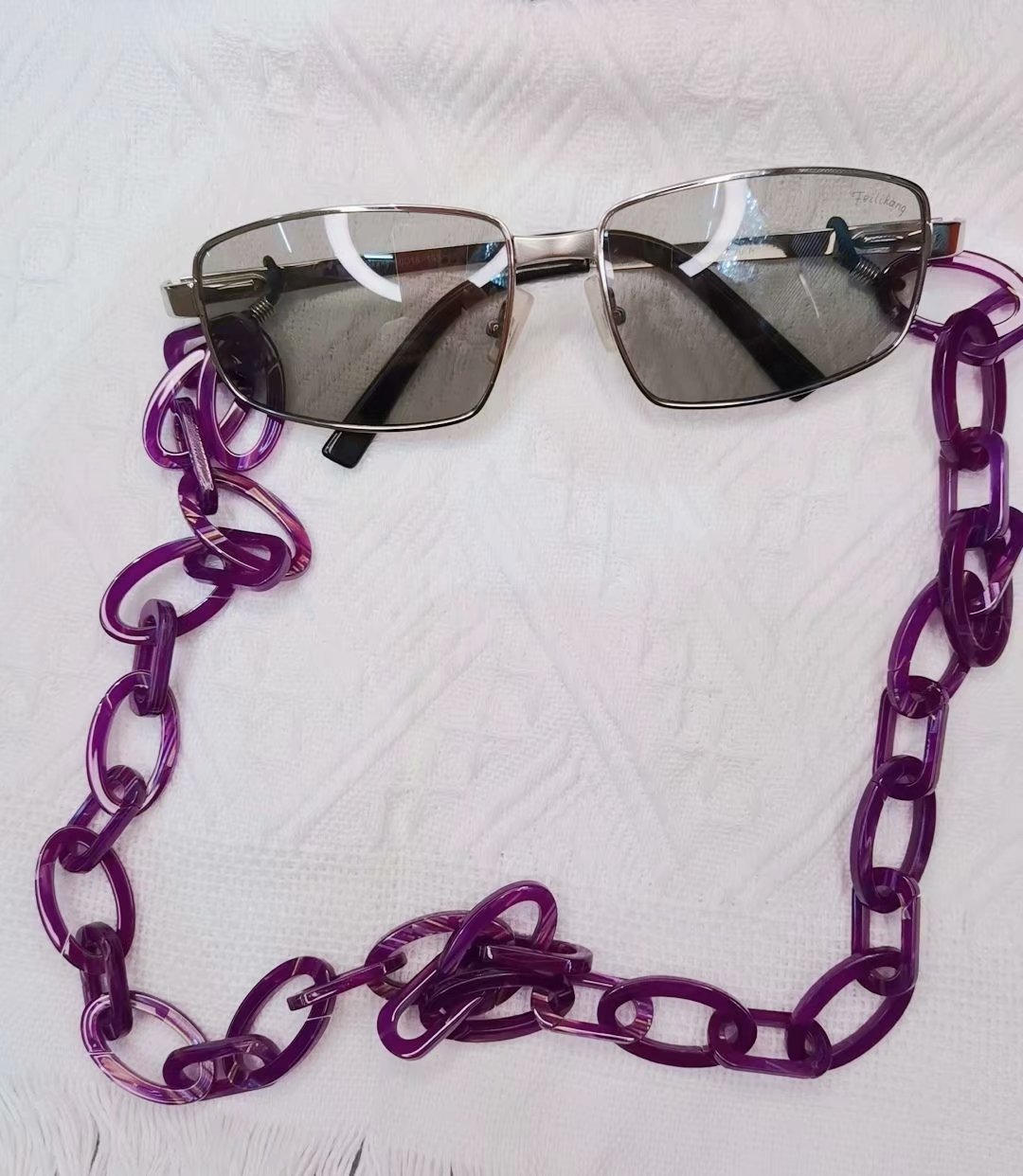 眼镜链女挂脖复古仿大理石纹紫色板材链子时尚装饰挂件防滑绳眼睛墨镜带链条详情图7
