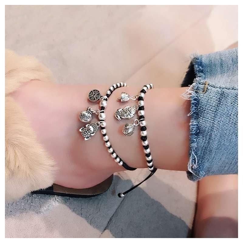 Jingpuli brand JL007 Korean wax thread pure hand-woven longevity anklet pic 3