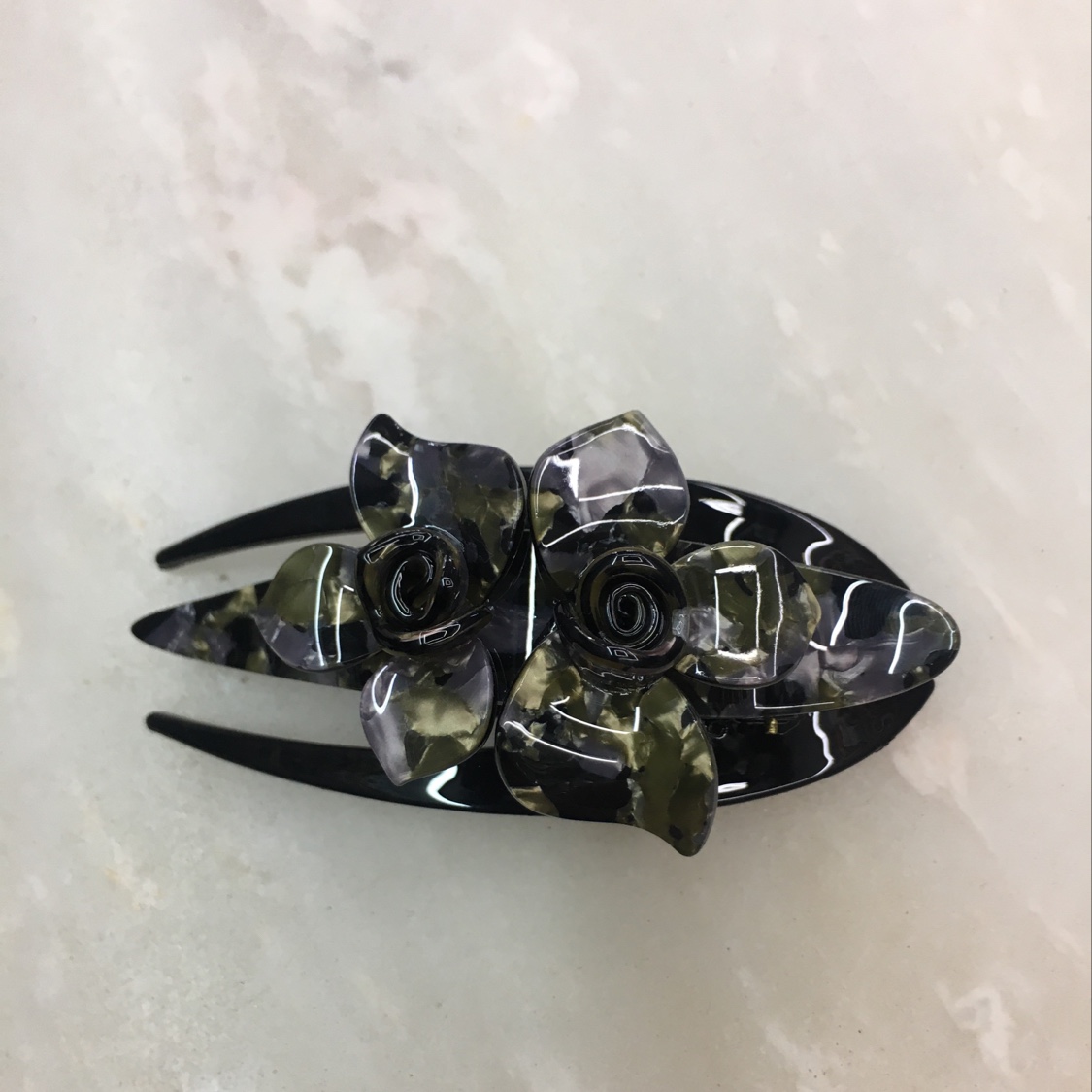 小红伞饰品韩版亚克力发夹11Cm燕尾夹三片叶子经典款热销（拼花板）详情图1