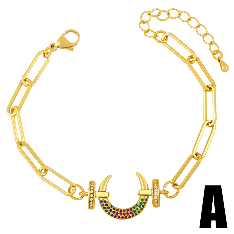 A new, simple, individual and retro bracelet from Europe and America, a hip-hop geometric moon patchwork accessory by a trendy female Instagram influencer Specification image