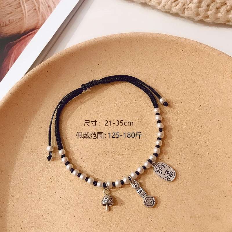 Jingpuli brand JL002 imported Korean wax thread pure hand-woven wish fulfillment anklets pic 13