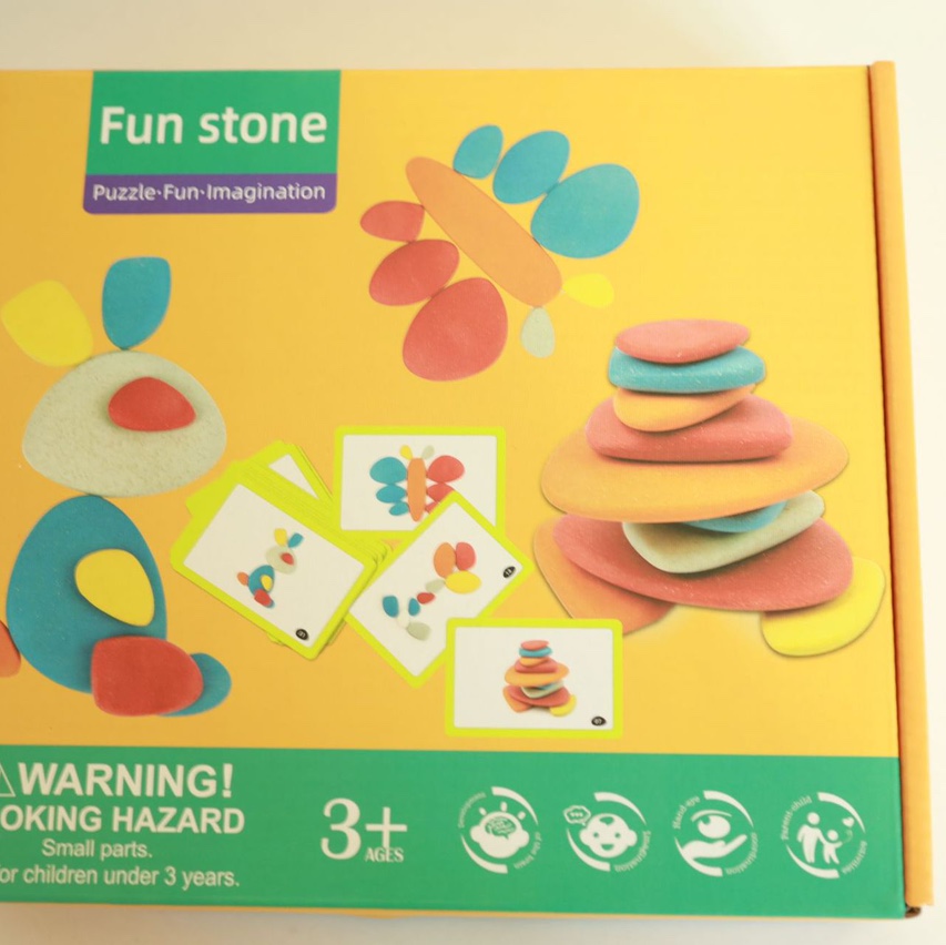 Cross-border Rainbow Pebble Toys 0.9 Children's Intelligence and Imagination Training Balance Stacking High Table Toys Yellow Box Version