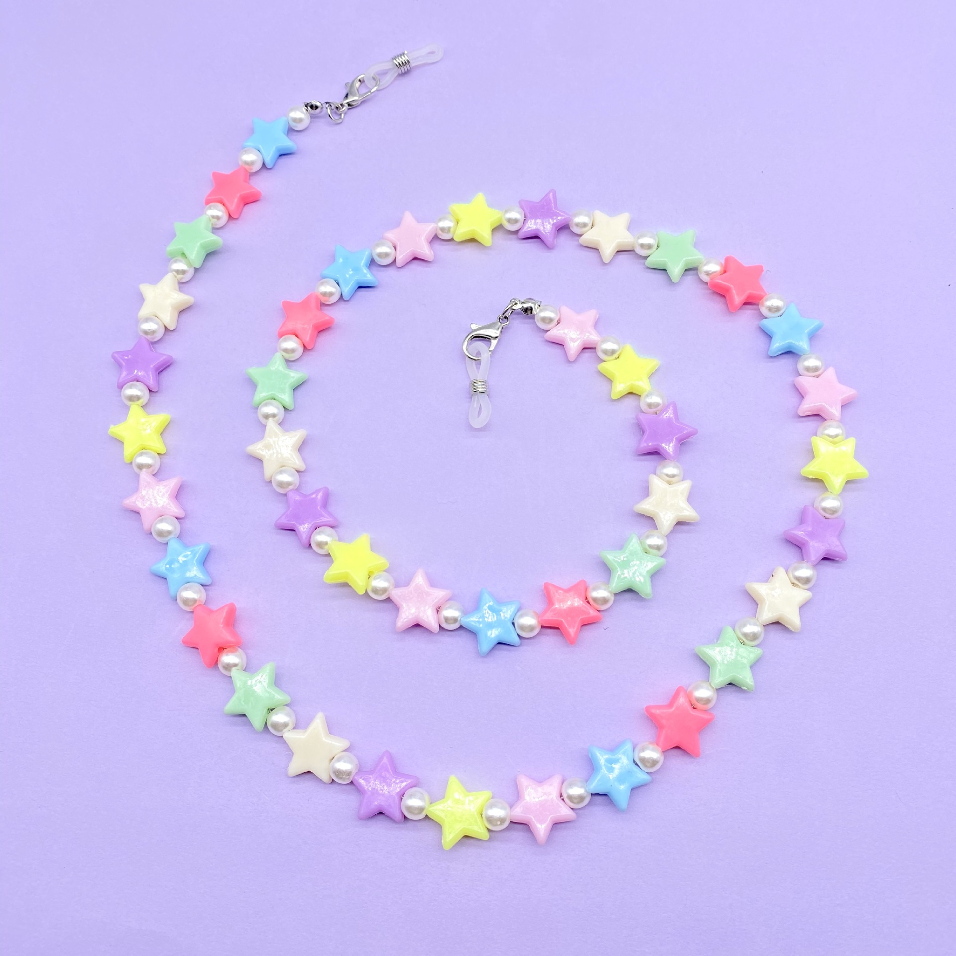 Mask chain glasses chain multi-purpose five-pointed star candy color rice bead glasses chain glasses rope