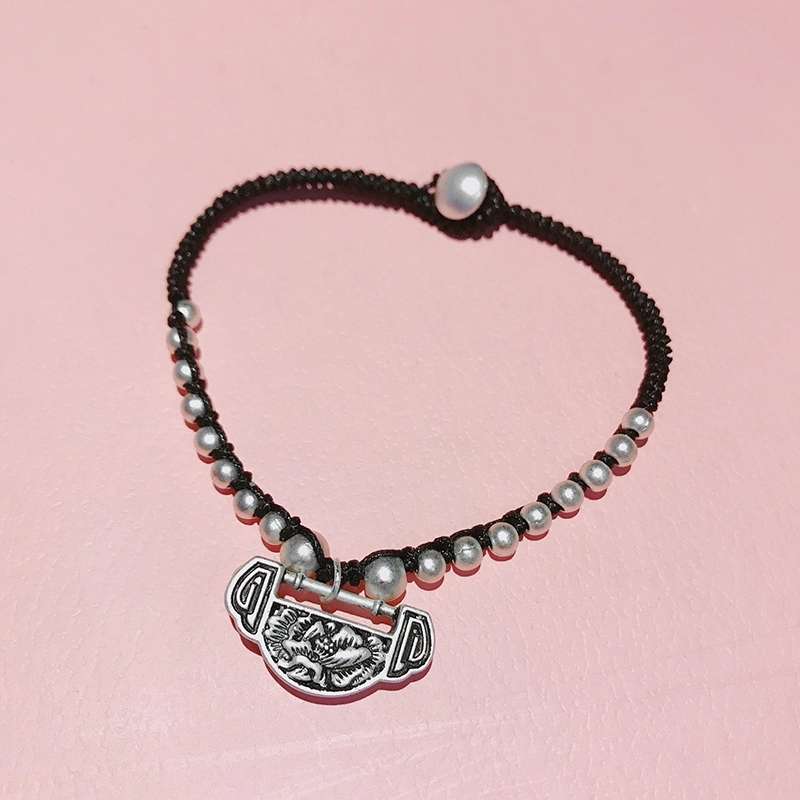 Jingpuli brand JL007 Korean wax thread pure hand-woven longevity anklet details Picture