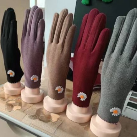 Gloves for women autumn and winter short warm touch screen points riding high-quality suede fashion matching old and young years
