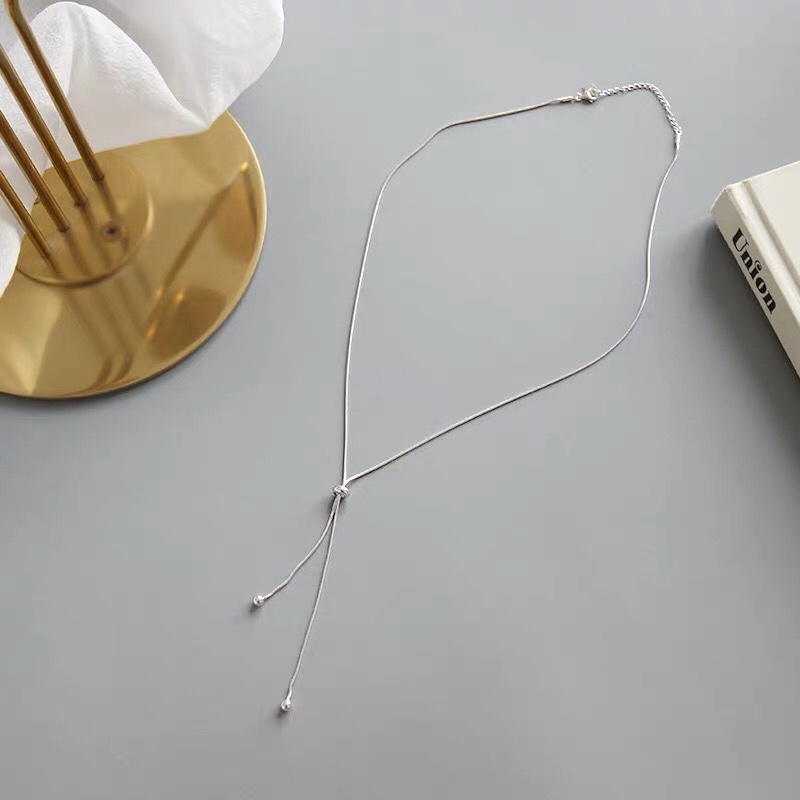 Simple round snake necklace, trendy and non-fading Korean style, versatile and elegant for autumn and winter sweater chain, long Jaya steel decoration