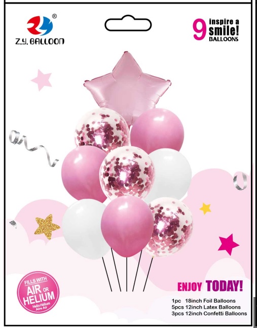 五角星铝膜气球组合乳胶气球9件套装 生日派对各种节日装饰用品 多款可选 1212店面 可订做详情图6
