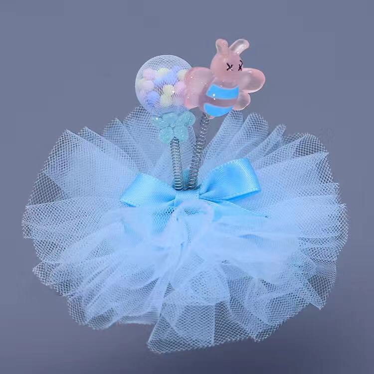 Blue lace bee hairpin