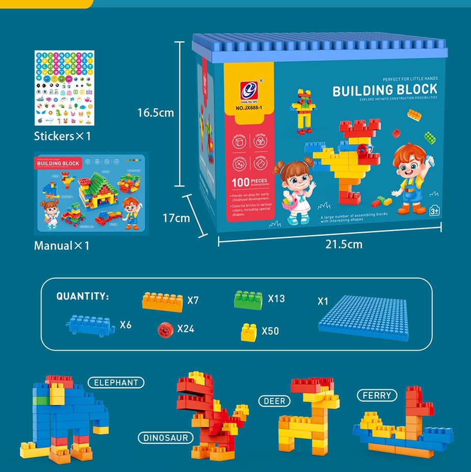 100 boxed building blocks