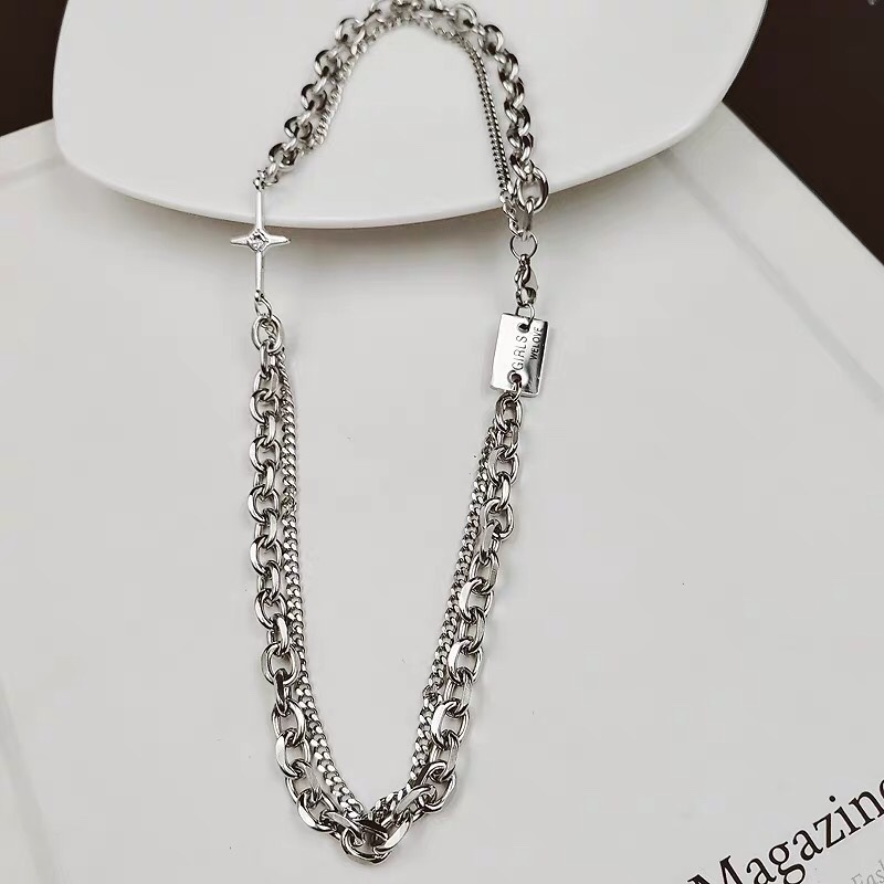 Unembroidered steel monogram necklace