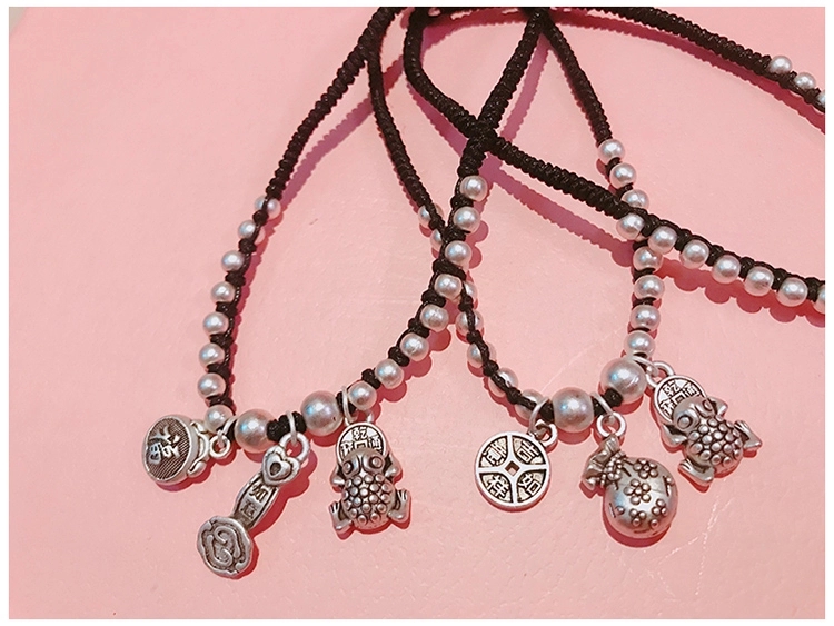 Jingpuli brand JL007 Korean wax thread pure hand-woven longevity anklet pic 12
