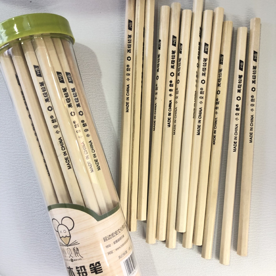 Bo Stationery Manufacturers Direct Wholesale Raw Wood Color Barrel Hb Student Writing Pencils