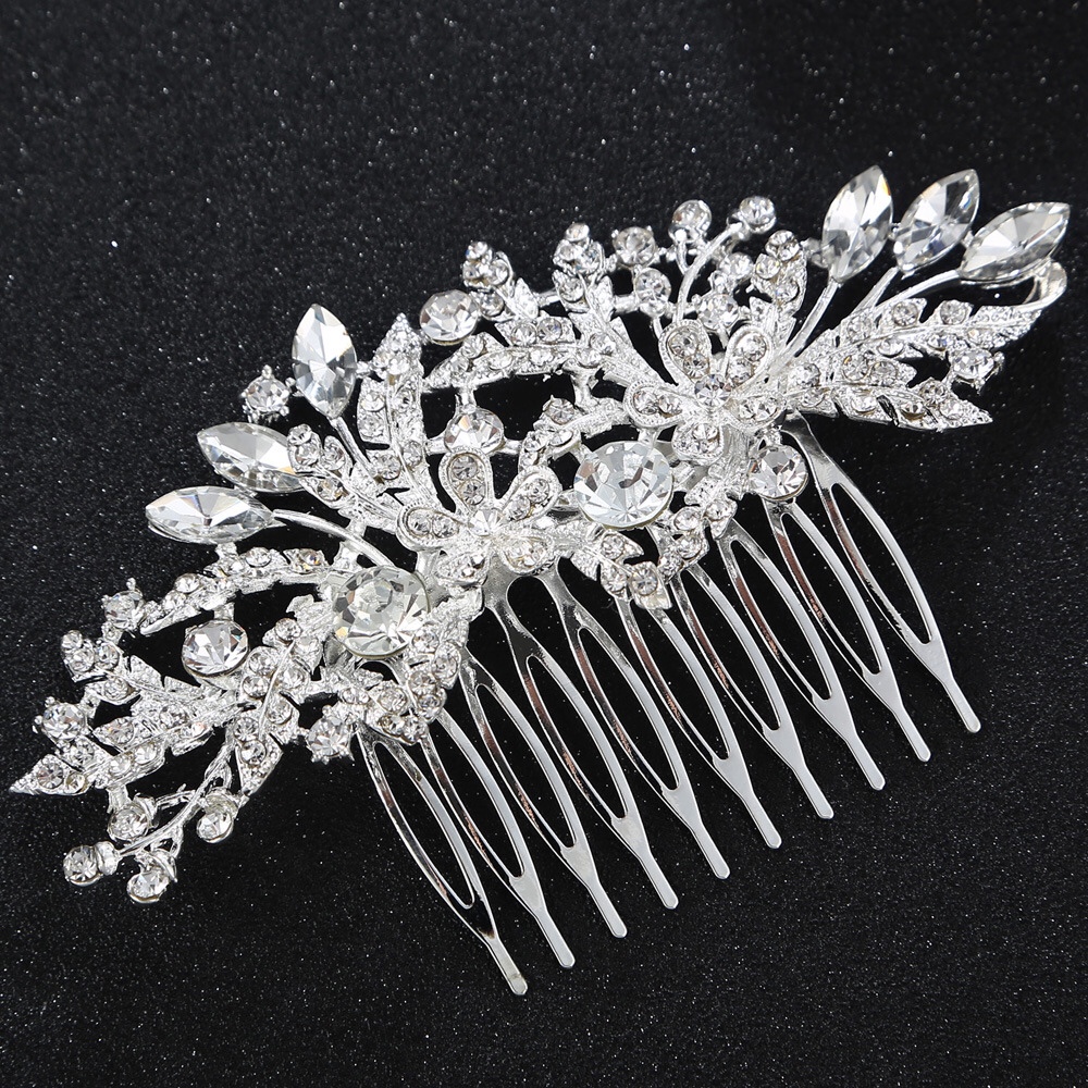 New Foreign Trade Original Single Headwear Popular European And American Brides Full Of Drill Shiny Drops Flower Hair Comb Wedding Accessories 06
