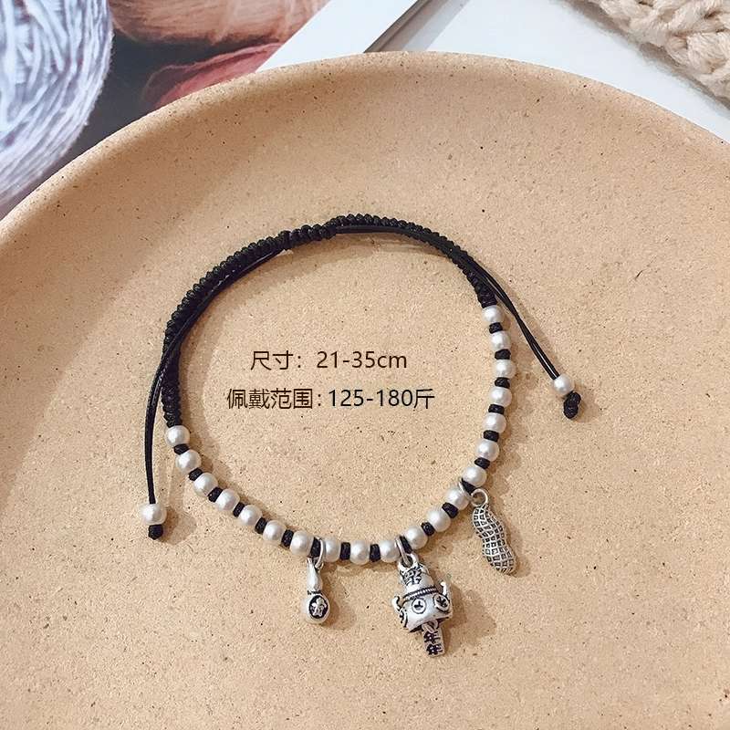 Jingpo Lipin JL03 imported Korean wax thread pure hand-woven auspicious Three Treasures anklets pic 13