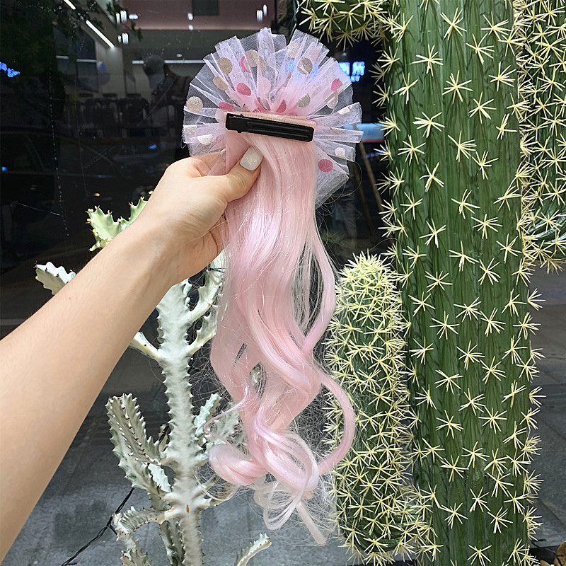 W10 Princess Children's wig hairpin, cute and adorable headwear, rainbow wings, unicorn, five-pointed star, mesh, bow, wig hairpin, girl, princess, trendy girl, wig with braid, hair band headwear Application Scenario