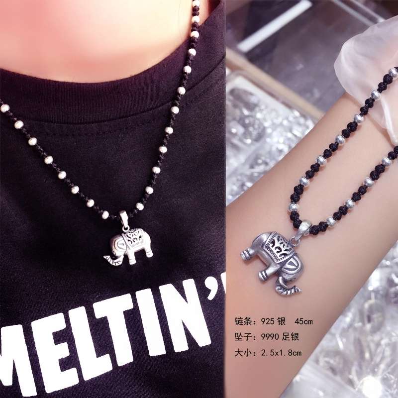 Jingpoli Accessories HY135 Pure hand-woven Korean imported wax thread Trendy long sweater chain, bringing in a fortune and wealth every day pic 6