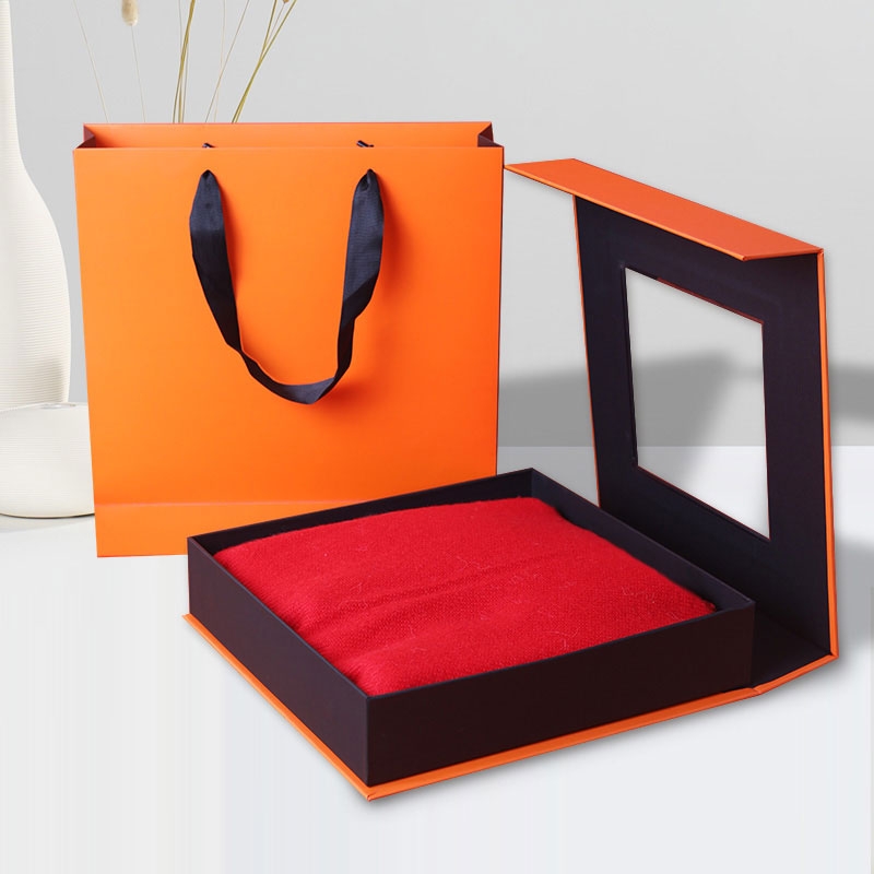 爱马仕橙色礼盒生日礼物盒精致ins礼盒大号礼品盒仪式感包装细节图